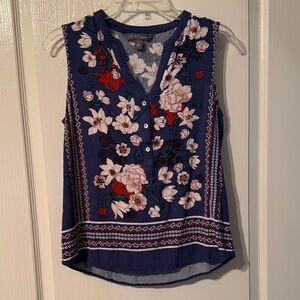 Market & Spruce Navy Floral Blouse